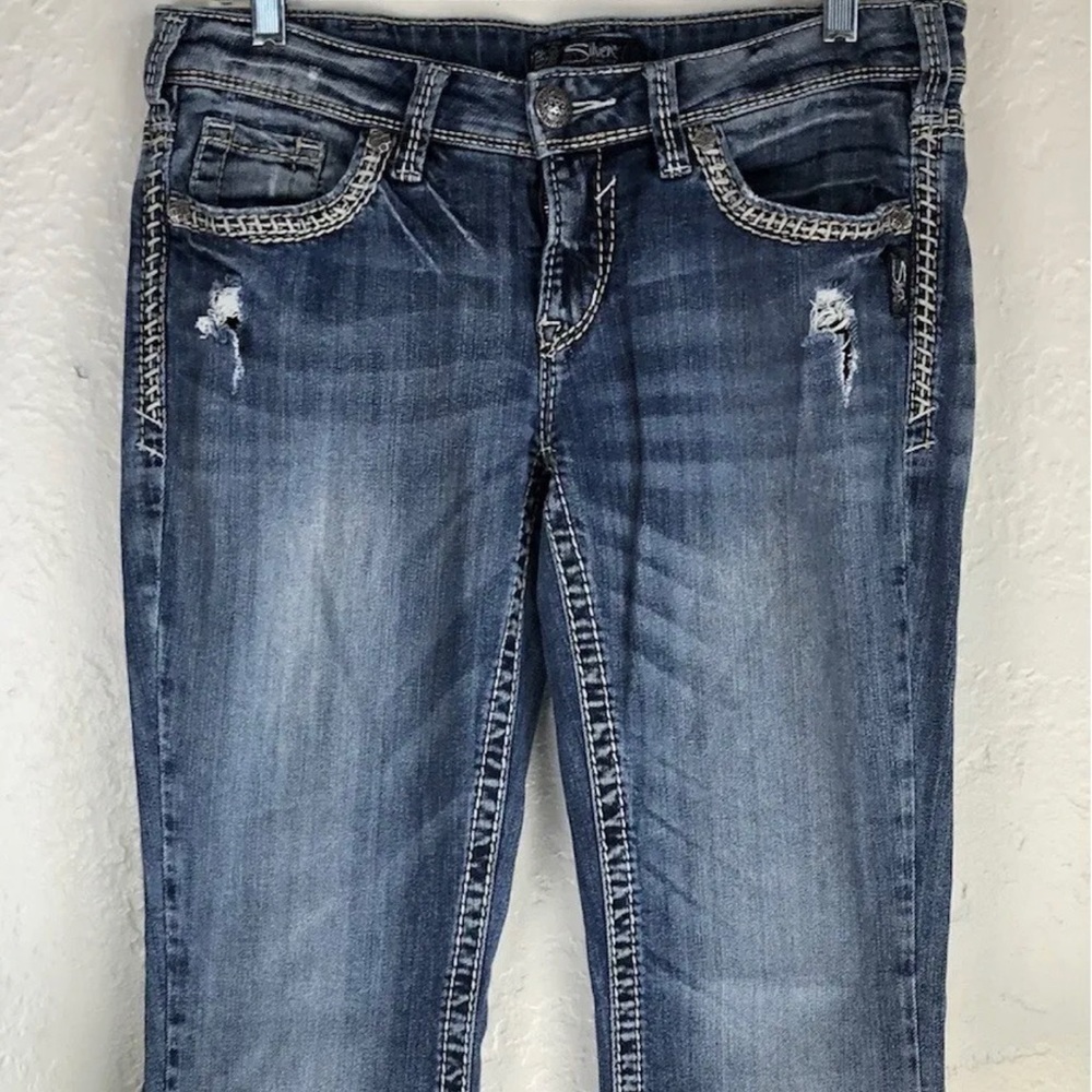 Silver Jeans Womens 29 Tuesday Boot Low Rise Distressed